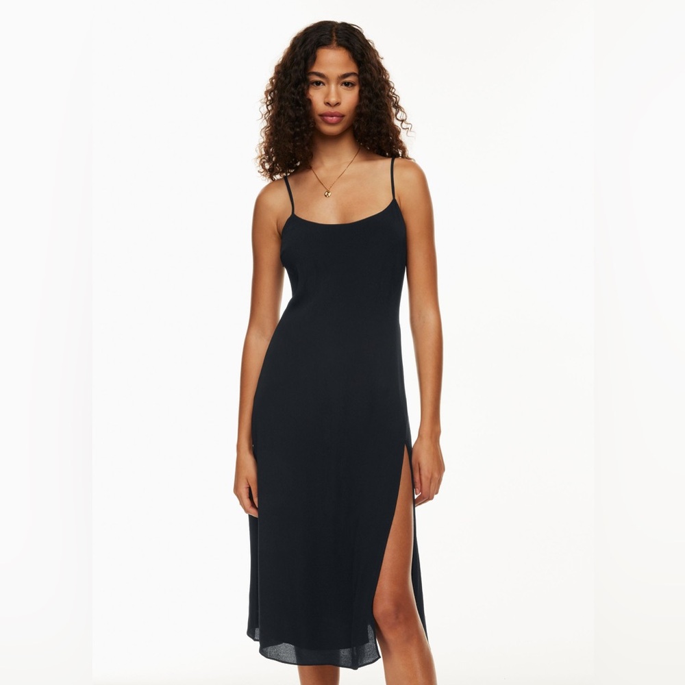 Aritzia Wilfred Black Affogato Dress with Side Slit